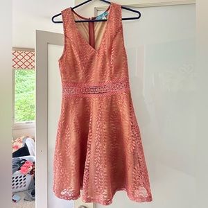 Cute peach pink floral patterned dress